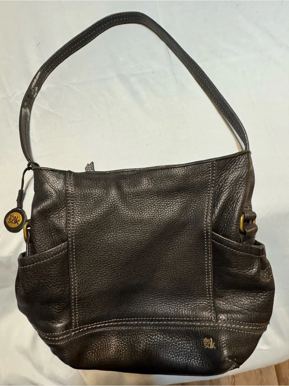 The Sak Brown Pebbled Leather Hobo Bag
